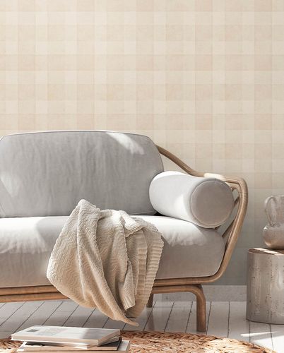 Vliestapete-Karo-Muster-Textil-Optik-Beige-Creme-38664-3-63217040_4