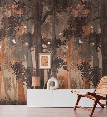 Photo Wallpaper forest wood look brown beige orange 39237-1