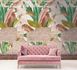 Photo Wallpaper Brick Leaves Beige Pink Green 39248-1 1