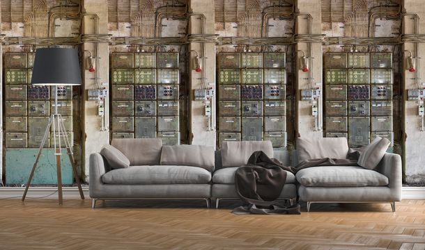 Photo Wallpaper Factory Industrial Style grey Green 39263-1