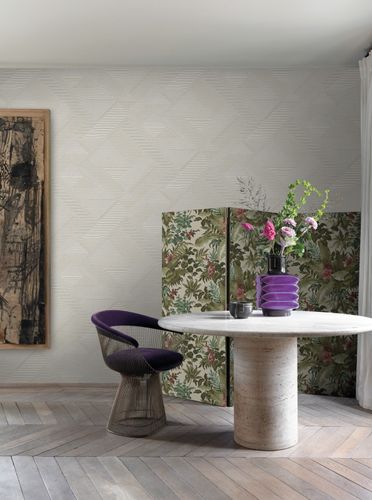 Non-woven wallpaper lines beige silver metallic A55402