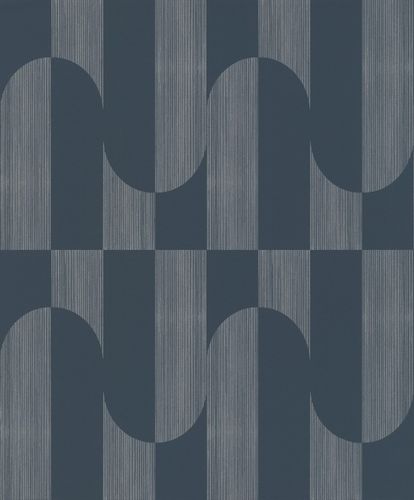 Non-Woven Wallpaper Graphic Blue Silver Metallic A55703