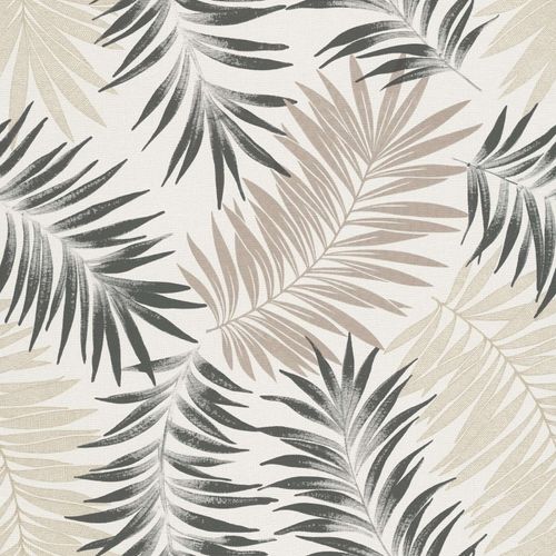 Non-woven wallpaper leaves cream black beige A56201