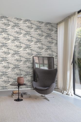 Non-Woven Wallpaper Stone Wall grey Blue Beige A58102