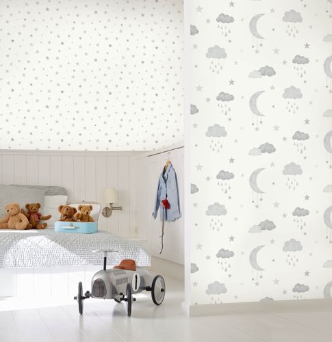 Non-Woven Wallpaper Moon Stars Cream Beige grey JS2211