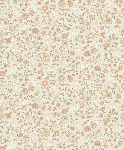 Vliestapete-Floral-Hasen-Beige-Orange-Rot-JS3103-63217404