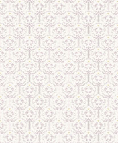 Non-Woven Wallpaper Birds White Purple Gold Metallic JS3201