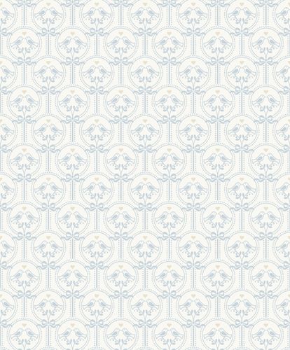 Non-Woven Wallpaper Birds White Blue Gold Metallic JS3204