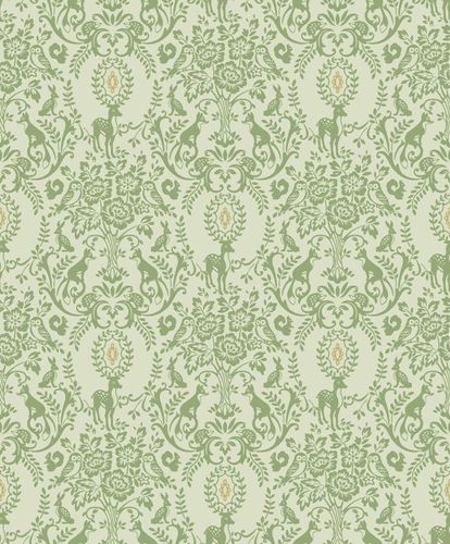 Non-Woven Wallpaper Animals Green Gold Metallic JS3312