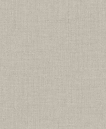 Non-woven wallpaper plain linen look taupe MN1004