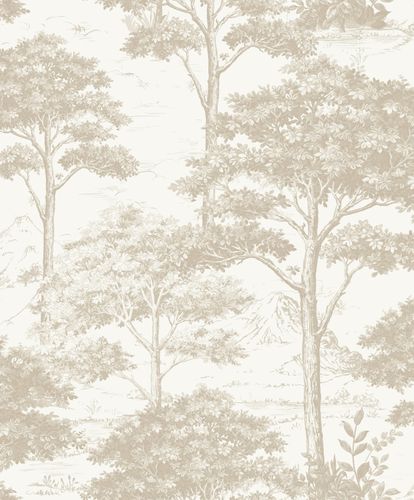 Non-woven wallpaper nature forest cream beige MN3003