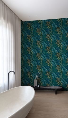 Non-woven wallpaper branches green blue orange MN3112