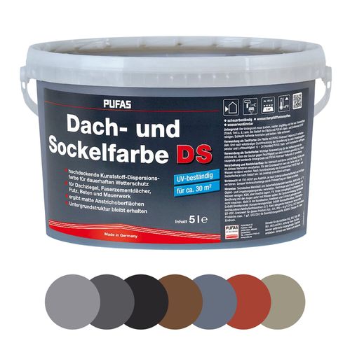 PUFAS Dach- + Sockelfarbe UV-beständig 5L hochdeckend