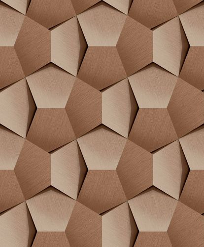 Non-woven wallpaper geometric brown silver metallic A54602