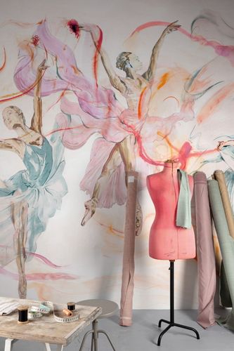 Digital Print Ballerina Painted White Pink Blue Red ML2201