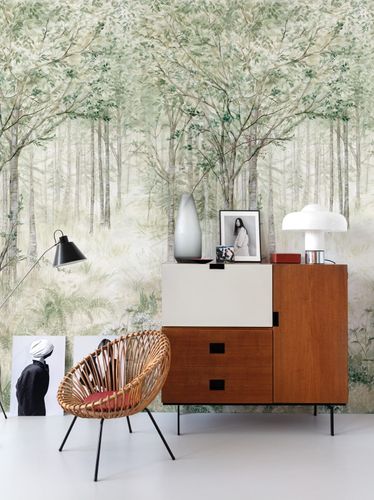 Digital Print Forest Landscape Green Beige Brown ML2801