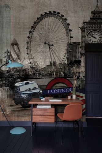 Digital Print Skyline London grey Beige ML3401