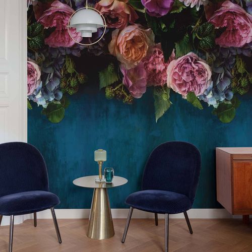 Digital Print Flowers Vintage Pink Green Blue ML6601