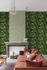 Non-woven wallpaper leaf pattern tropics green black A58601 1
