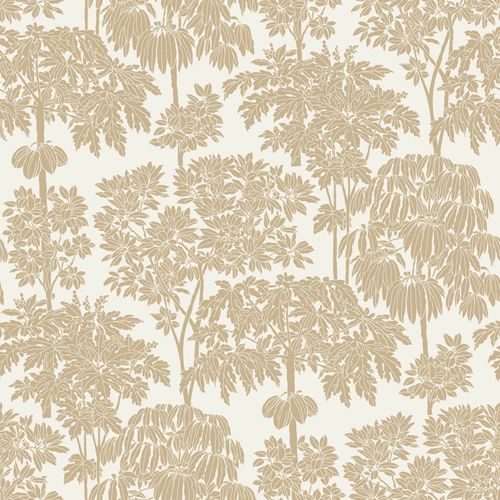 Vliestapete-Baeume-Tropen-Weiss-Gold-Metallic-A63401-63217791