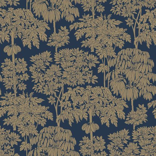 Vliestapete-Baeume-Tropen-Blau-Gold-Metallic-A63404-63217794