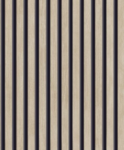Non-woven wallpaper panels wood look beige black A63601