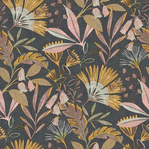 Vliestapete-Floral-Tropisch-Schwarz-Rosa-Gelb-A63803-63217804