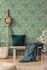 Non-woven wallpaper flowers petrol green yellow A64103 1