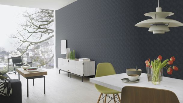 Rasch non-woven wallpaper lines blue metallic 608113