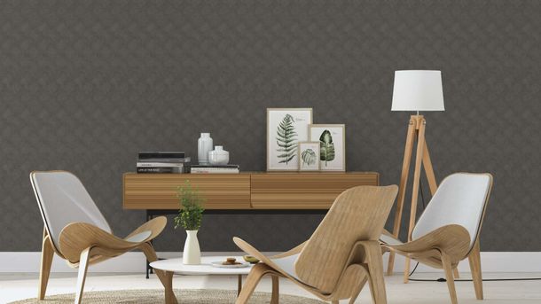 Rasch non-woven wallpaper lines anthracite metallic 608168