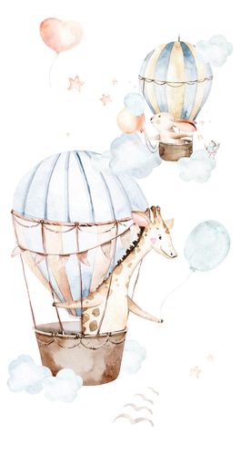 Rasch Wandbild Himmel Ballons Weiß Beige Blau 364941 Scan