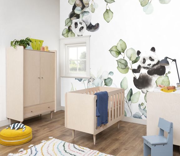 Rasch Mural Pandas Painted White Black Green 364989
