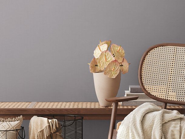 Non-woven wallpaper plain texture grey Taupe 38903-7