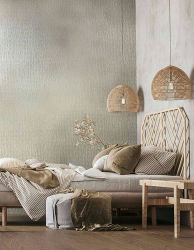 Vliestapete Abstrakt Linien Beige Metallic 34502 Schlafzimmer