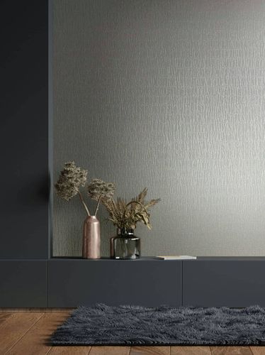Vliestapete Abstrakt Linien Grau Beige Metallic 34503 Raum