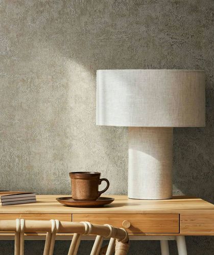 Non-Woven Wallpaper Concrete Look Plain Brown Green 34522