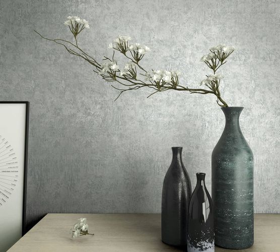 Vliestapete Beton Optik Einfarbig Blau Grau 34523 Raum