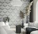Vliestapete Stoff Optik Kranich Grau Silber Metallic 34530 Wohnzimmer 1