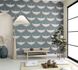 Vliestapete Stoff Optik Kranich Blau Kupfer Metallic 34531 Wohnzimmer 1