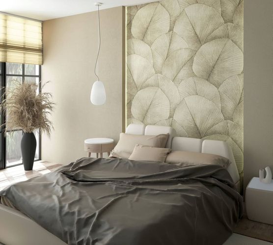 Digitaldruck Blattmuster 3D-Optik Beige Creme 34597