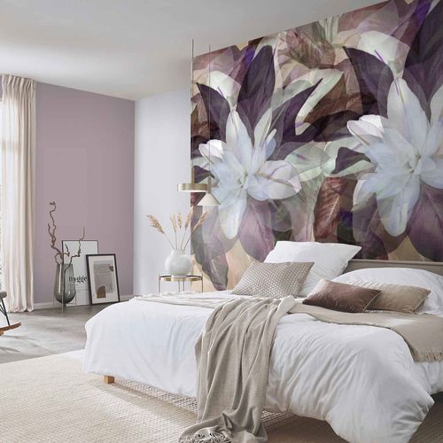 Digitaldruck Elle Blumen Tropen Beige Rot 2269-20 Raum