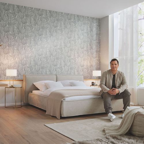 Tapete Guido Maria Kretschmer Blattmuster Silber Metallic Wohnzimmer