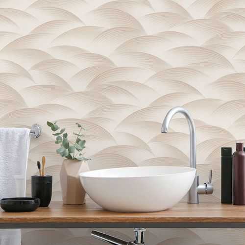 Tapete Guido Maria Kretschmer Wellen Beige Creme Bad