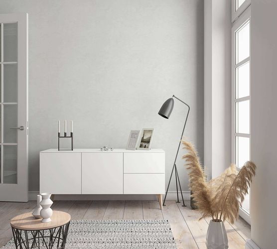 Non-woven wallpaper GZSZ plain texture white cream 34806