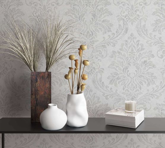 Vliestapete GZSZ Ornamente Hellgrau Metallic 34813 Raum