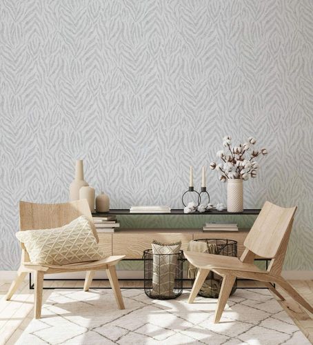 Vliestapete GZSZ Exotisch Zebra Weiß Grau Metallic 34815 Zimmer