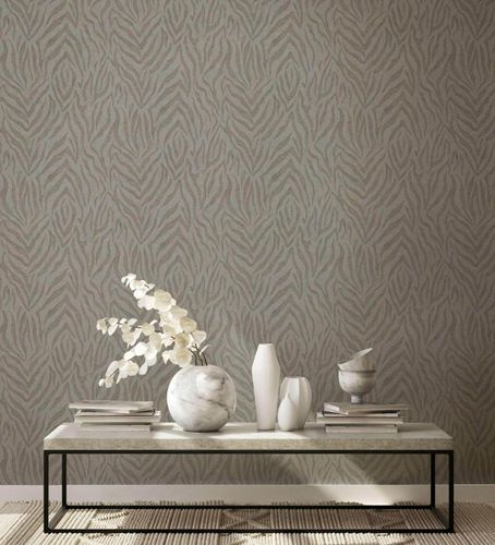 Vliestapete GZSZ Exotisch Zebra Beige Grau Metallic 34816 Raum