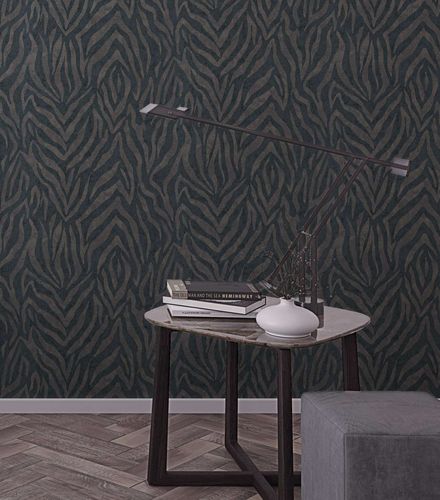 Vliestapete GZSZ Fell Zebra Schwarz Bronze Metallic 34817 Zimmer