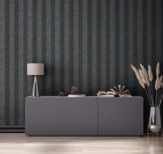 Vliestapete GZSZ Muster Streifen Schwarz Braun Glanz 34821 Zimmer