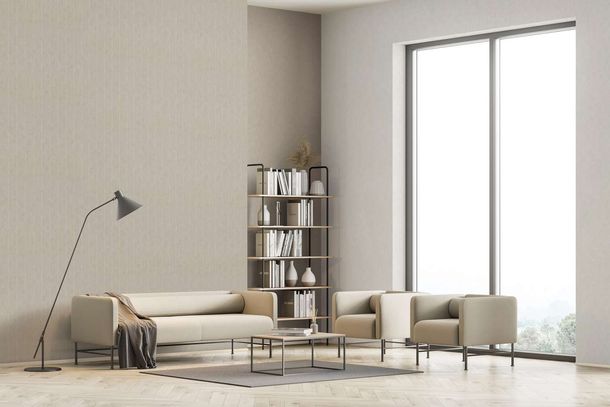 Vliestapete Streifen Dünn Beige Grau Glitzer 34406 Raum